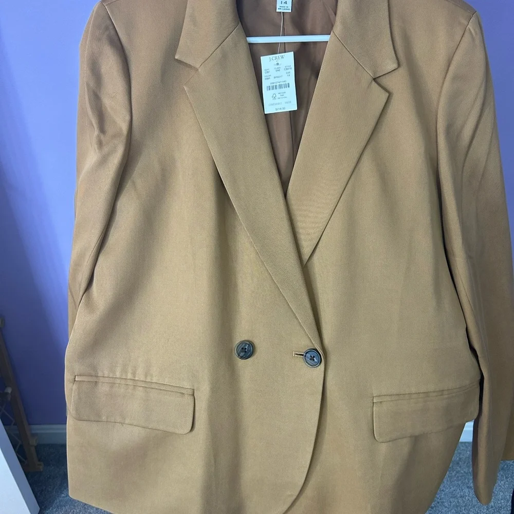 J. Crew Double-Breasted Camel Blazer